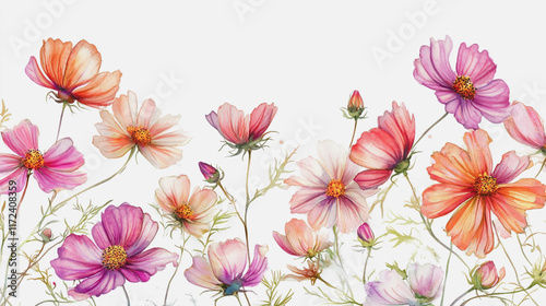 Elegant wedding invitation card background vector. Minimal hand painted watercolor botanical flowers texture template background. Design for wedding, vip cover, poster, rsvp moderncard.Valentine's Day