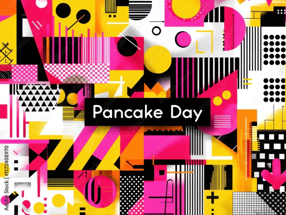 Obraz premium Vibrant Geometric Pancake Day Graphic Design