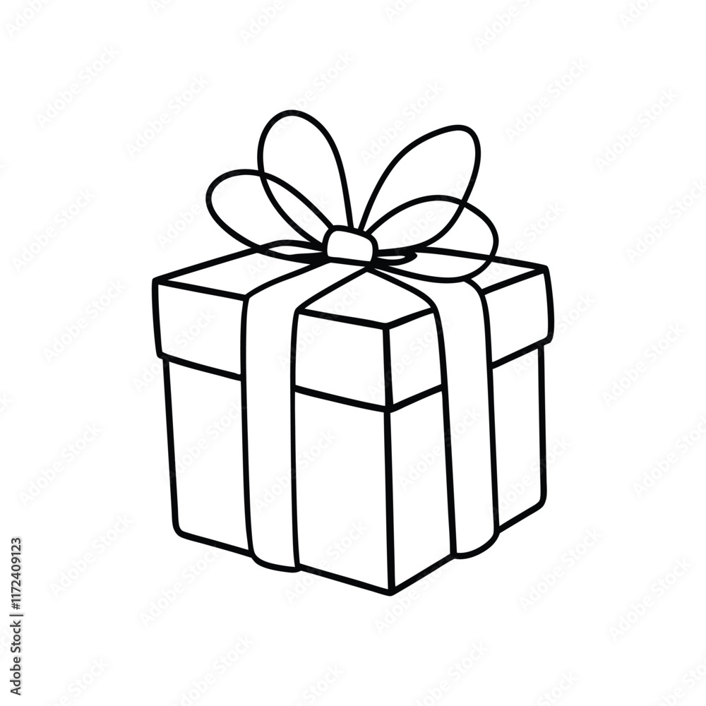 Obraz premium Christmas present illustration vector, Merry Christmas ClipArt Design, present Lineart Art 