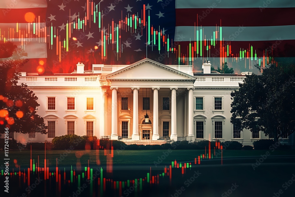 Naklejka premium America White House flag background