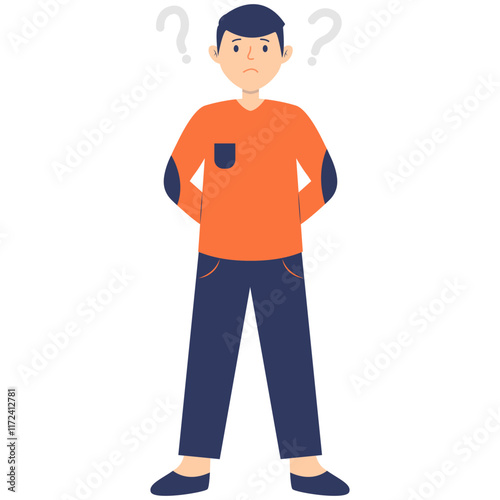 People Thinking Illustration with Cartoon Design. Isolated on White Background