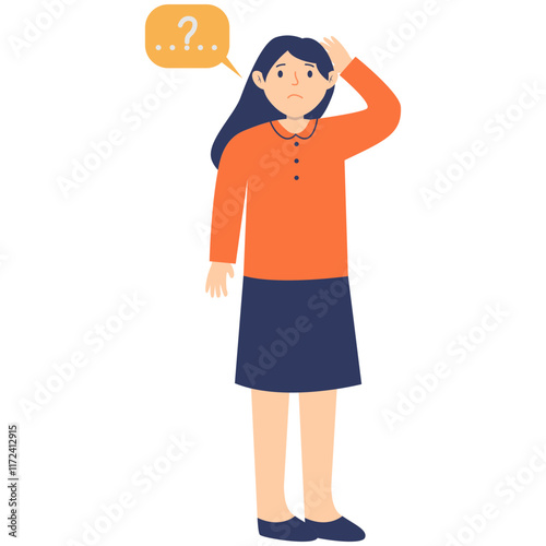 People Thinking Illustration with Cartoon Design. Isolated on White Background