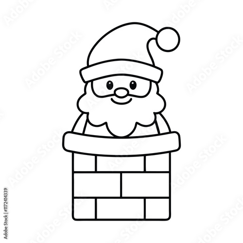 Christmas Santa chimney illustration vector, Merry Christmas ClipArt Design, Santa chimney Outline Art