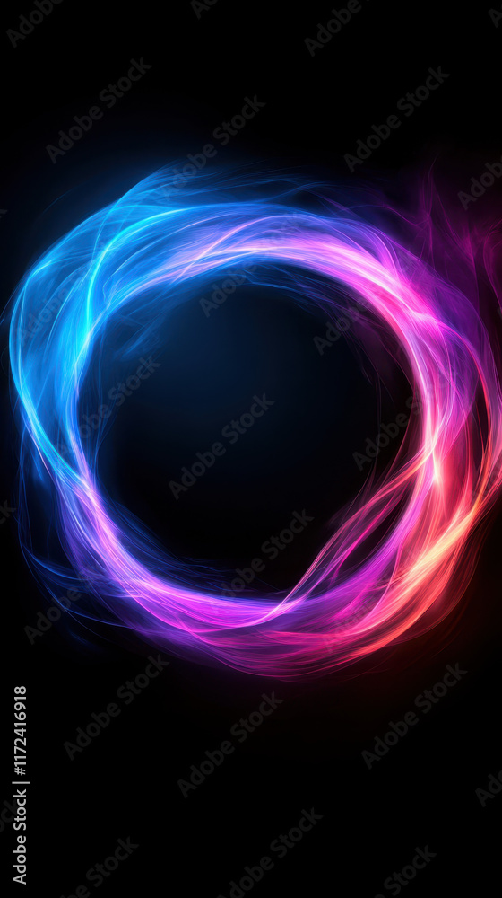Vibrant circular light swirl in blue and pink hues Vibrant circular light swirl in blue and pink hues