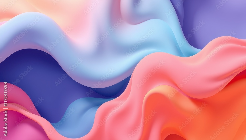 Obraz premium Abstract Pastel Wave Forms Fluid Design
