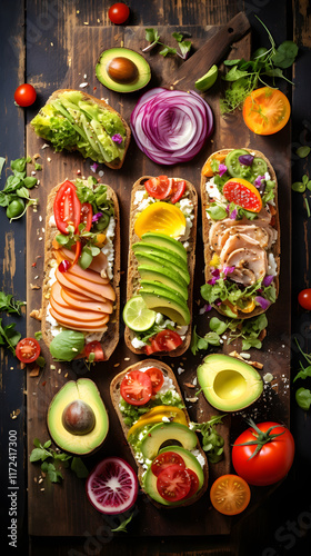 Wallpaper Mural Artistically Arranged Rustic Board of Delicious and Healthy Gluten-Free Sandwiches Torontodigital.ca