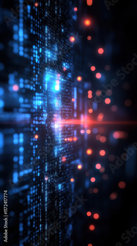 Wallpaper Mural Digital data stream with glowing blue and red lights Torontodigital.ca