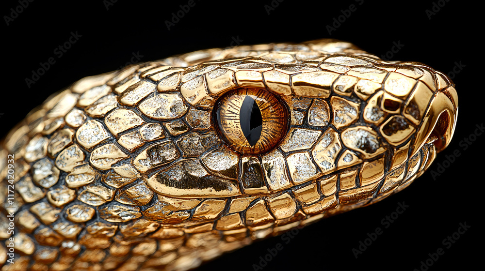 Obraz premium Golden Snake Head: A Close-Up Portrait