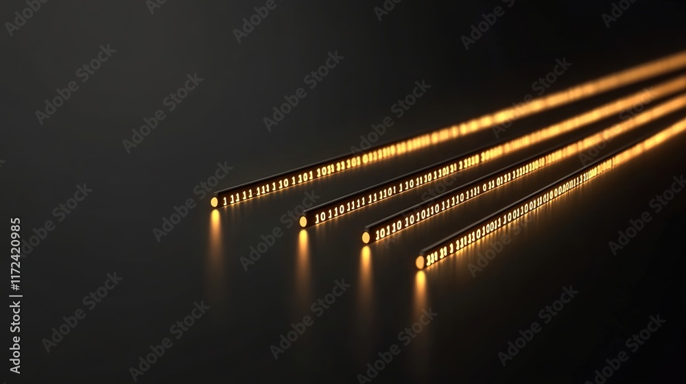 Fototapeta premium Glowing Binary Code Lines Abstract Background for Technology Concepts