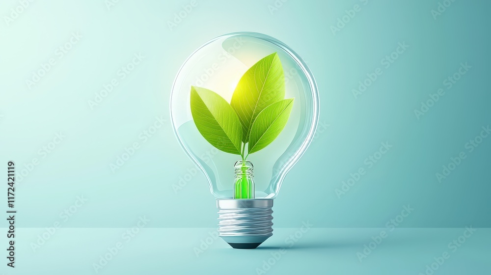 A light bulb with a green energy icon glowing inside, emphasizing the importance of renewable resources for environmental protection A light bulb with a green energy icon glowing inside, emphasizing the importance of renewable resources for environmental protection