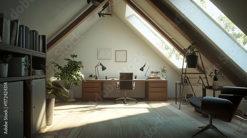 Attic conversion into a bright and airy home office space