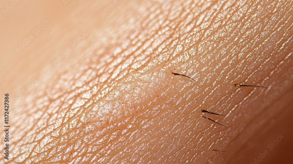 Fototapeta premium Healing process of a scar on skin close-up medical context macro photography natural light detailed view of skin texture