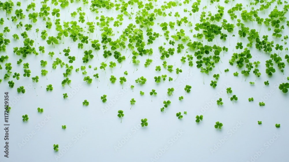 Four Clover with snow in winter season, Lucky clover leaves with four leaf,Clover flowers background,Patricks day,Spring flower pattern,St. Patrick s day seamless pattern,copy space. Four Clover with snow in winter season, Lucky clover leaves with four leaf,Clover flowers background,Patricks day,Spring flower pattern,St. Patrick s day seamless pattern,copy space.
