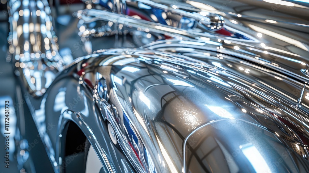 Fototapeta premium Smooth chrome metallic gradient with reflective silver tones.