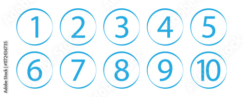 Number set from zero to nine on colorful circle with shadow. circles and numbers. numbers symbols with long shadow. number digit vector icon with colorful circle. set of 1-9 numbers in eps10.