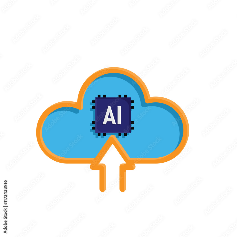 ai icon. Cloud Computing, Outline icons include network, Download and Upload. for computers, technology. colored flat design style. vector design template ai icon. Cloud Computing, Outline icons include network, Download and Upload. for computers, technology. colored flat design style. vector design template