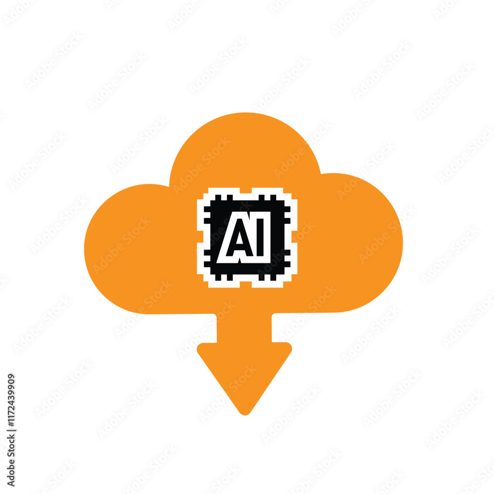 ai icon. Cloud Computing, Outline icons include network, Download and Upload. for computers, technology. Solid design style. vector design template