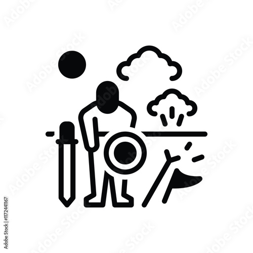 Black solid icon for  defeat
