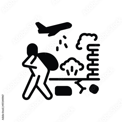 Black solid icon for  refugee