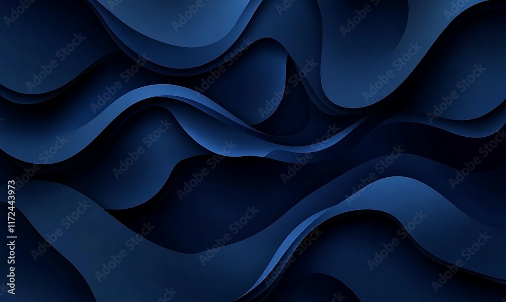 Fototapeta premium Abstract design featuring wavy shapes on a dark blue background