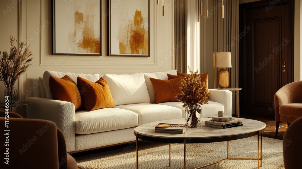 Fototapeta premium Mockup frame in nomadic boho interior background with rustic decor, 3d render