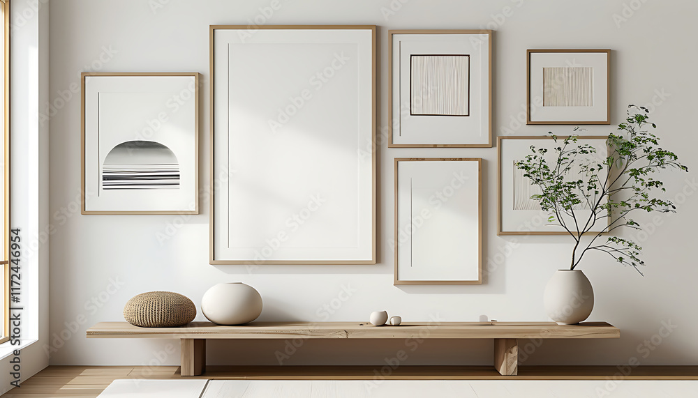 Fototapeta premium Minimalist Interior with Natural Accents.Generative AI