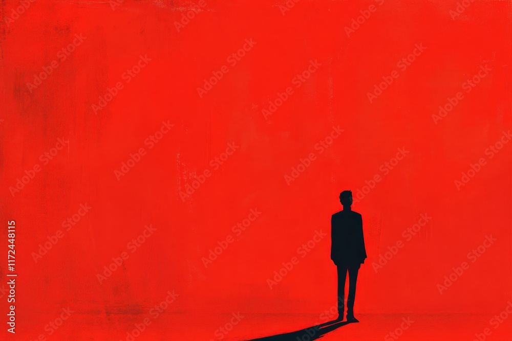 Silhouette of a Man Against a Red Wall Silhouette of a Man Against a Red Wall