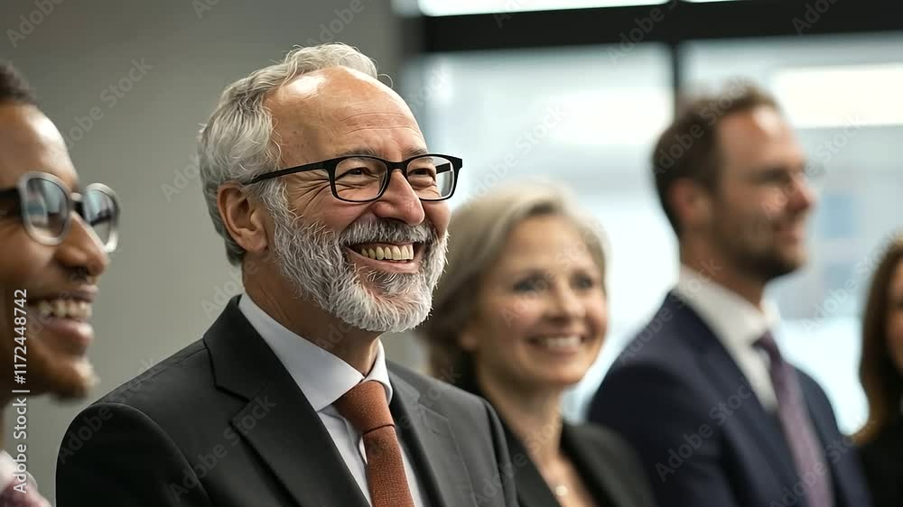 Business Professionals Laughing at Seminar in Modern Conference Room Business Professionals Laughing at Seminar in Modern Conference Room