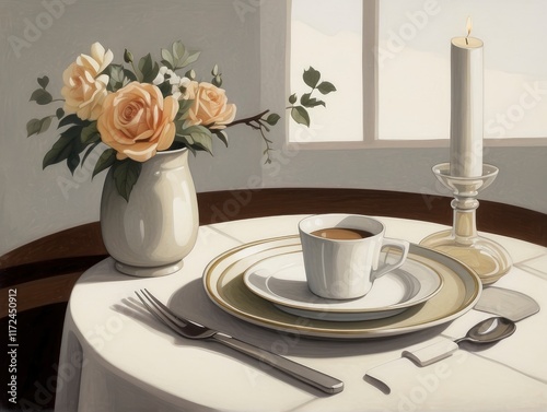 table setting with flowers