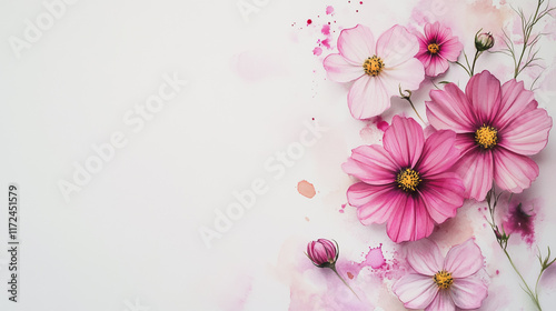 Elegant wedding invitation card background vector. Minimal hand painted watercolor botanical flowers texture template background. Design for wedding, vip cover, poster, rsvp moderncard.Valentine's Day