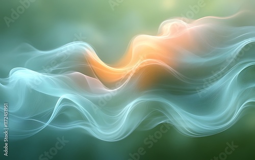 Abstract teal and orange wave background. photo