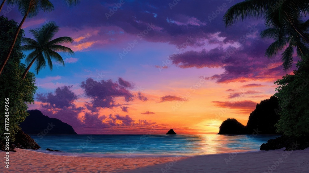 Vibrant Tranquility: A Wide Angle View of a Serene Beach Horizon Under a Clear Sky