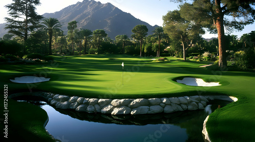 California's Coachella Valley mountains and Palm Springs golf course panorama web banner