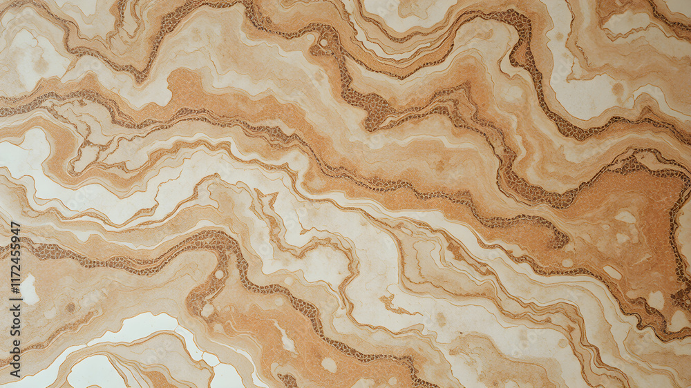 A brown and white wall with a pattern that resembles a wave A brown and white wall with a pattern that resembles a wave