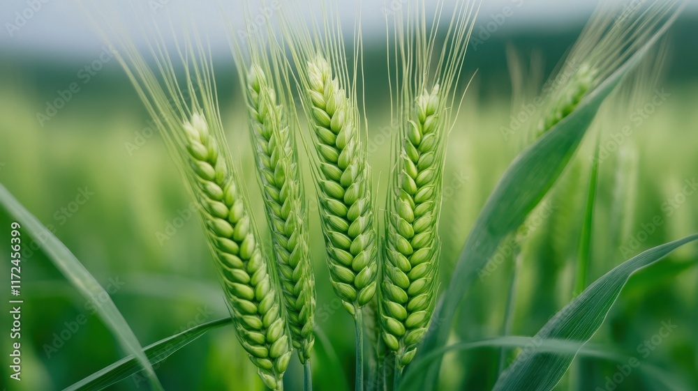 Close-Up of Diverse Crops Thriving in a Vibrant Agricultural Field Under Clear Blue Skies