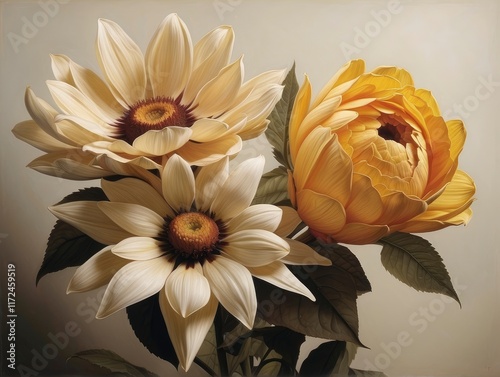 yellow flowers on a wooden background