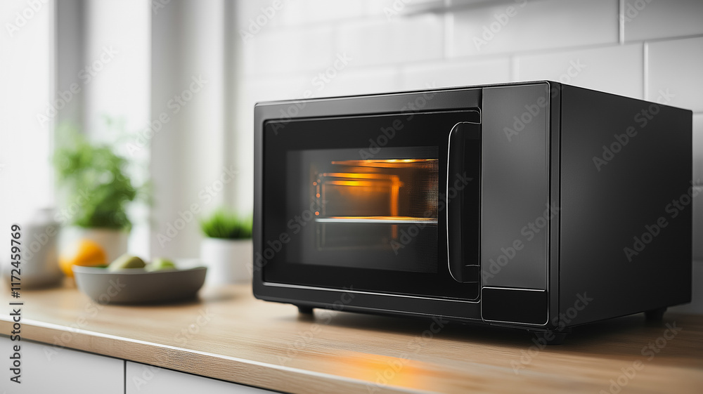 Modern Smart Oven in Kitchen Setting Modern Smart Oven in Kitchen Setting
