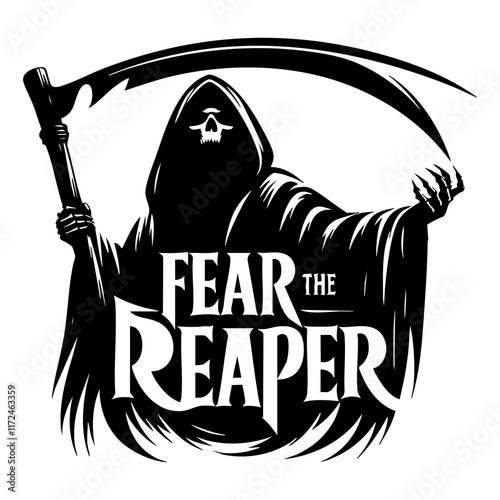 Grim Reaper Silhouette Vector Illustration with the text "Fear the reaper"