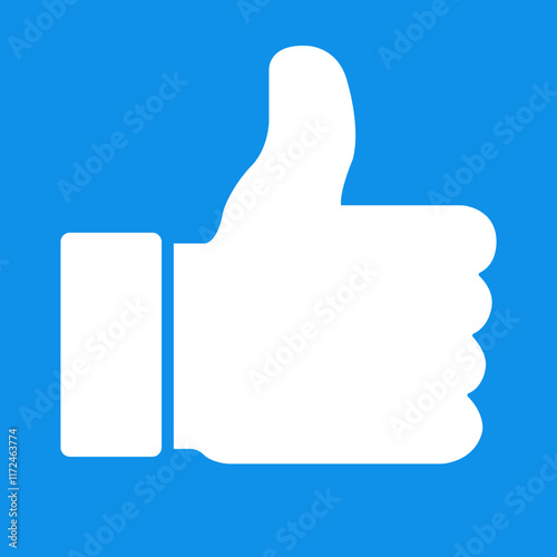 like icon.like icon vector isolated on white background. Thumbs up icon. social media icon.Symbol of finger up, thumb up in flat style isolated on blue background.Positive and negative choice.