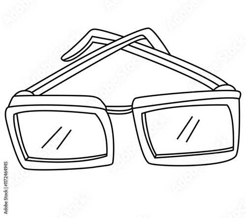 Cute cartoon hand drawn vector Optical glasses outline coloring page.