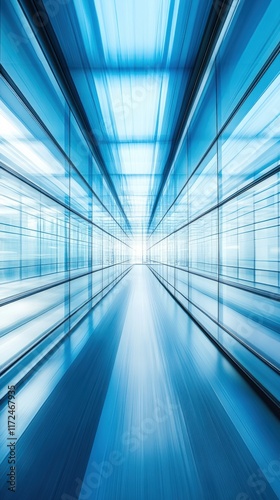 Wallpaper Mural Abstract blue futuristic corridor with motion blur effect, conveying speed, technology, and modern architecture. Torontodigital.ca