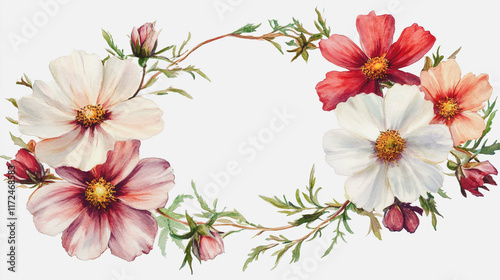 Elegant wedding invitation card background vector. Minimal hand painted watercolor botanical flowers texture template background. Design for wedding, vip cover, poster, rsvp moderncard.Valentine's Day
