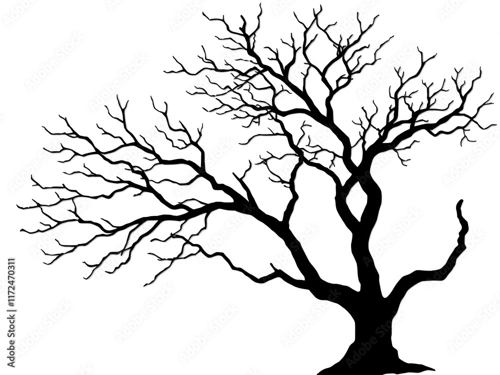 Silhouette of dead tree isolated on transparent background Silhouette of dead tree isolated on transparent background