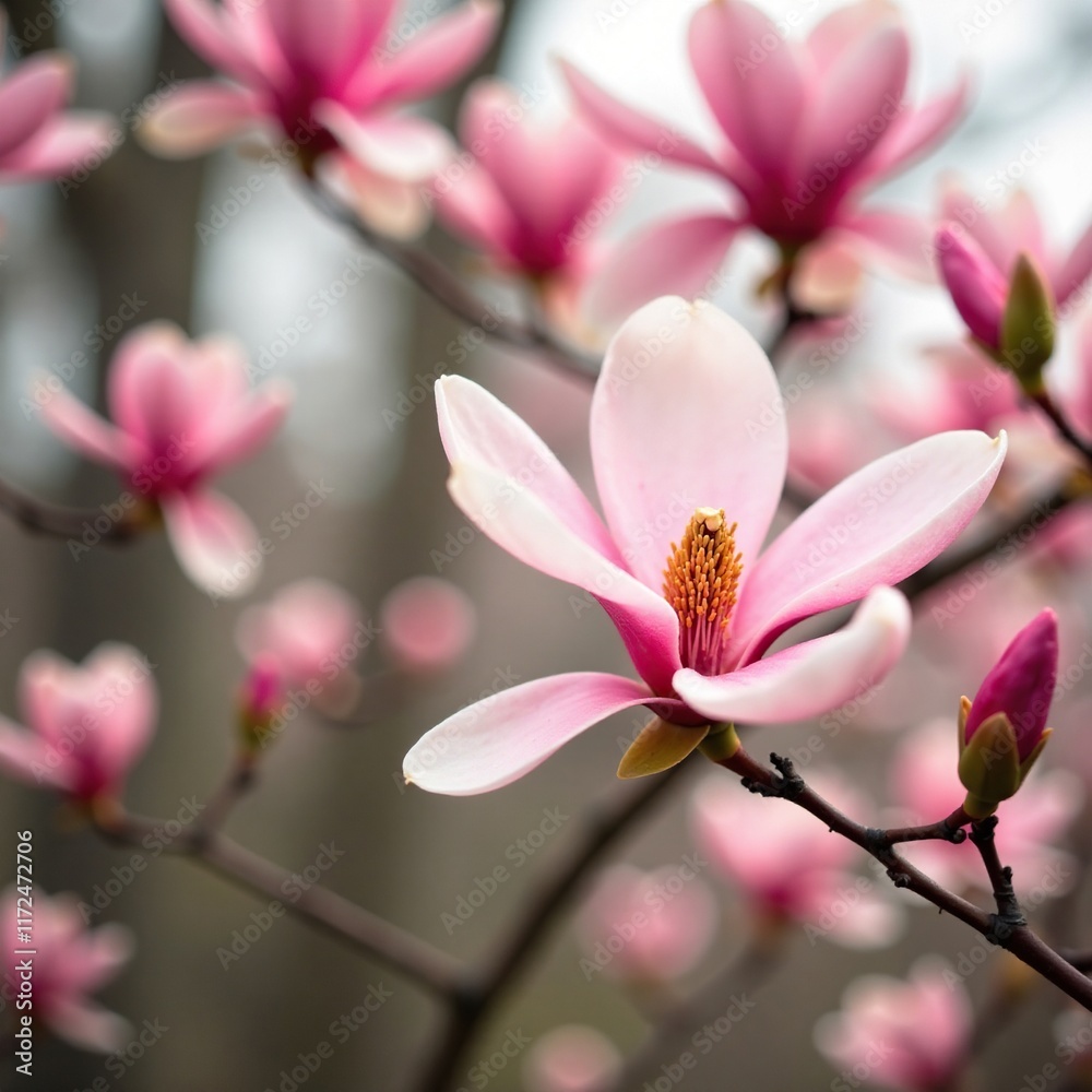Delicate pink flowers on a magnolia tree branches, flower, magnolia tree, spring Delicate pink flowers on a magnolia tree branches, flower, magnolia tree, spring