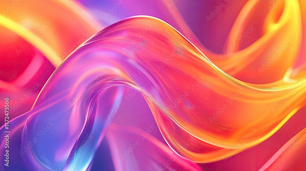 Fototapeta premium Neon abstract background concept. Abstract colorful waves blend together, creating a vibrant and dynamic visual experience.