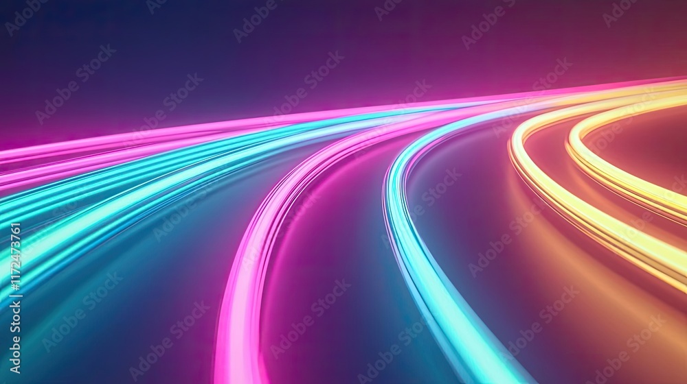 Neon abstract background concept. Vibrant neon lines creating a futuristic, abstract light trail on a dark background. Neon abstract background concept. Vibrant neon lines creating a futuristic, abstract light trail on a dark background.