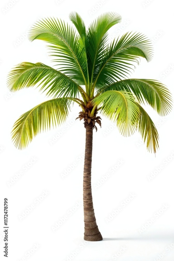 Obraz premium Tropical palm tree isolated on white background, plant, decorative, nature