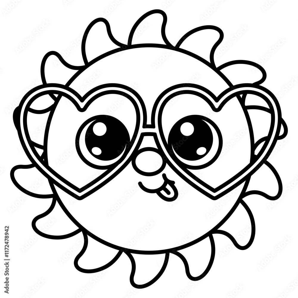 cute kawaii Sun coloring outline cartoon doodle illustration cute kawaii Sun coloring outline cartoon doodle illustration