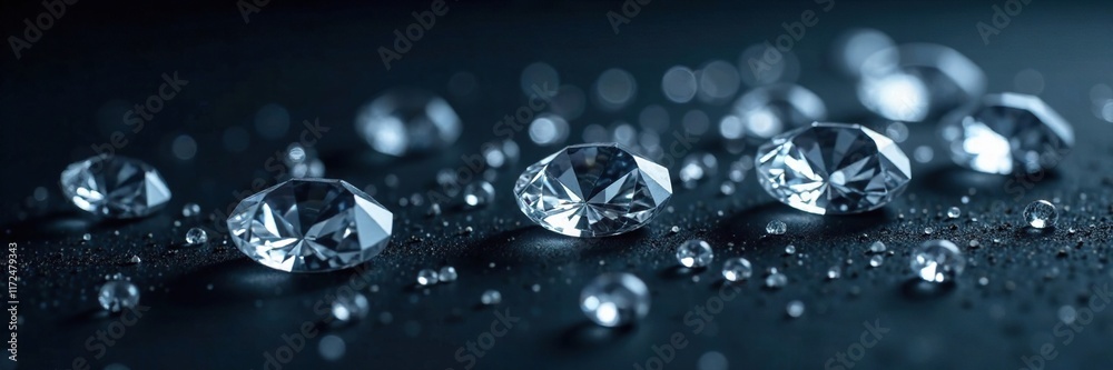 Shiny silver gemstones scattered on a dark background with subtle white diamonds, silver, sparkle Shiny silver gemstones scattered on a dark background with subtle white diamonds, silver, sparkle