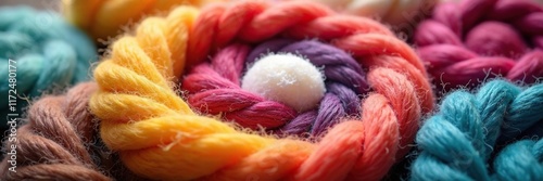 Wool roving nest created from fluffy wool locks, fiber craft supplies, fiber crafting, natural textiles photo